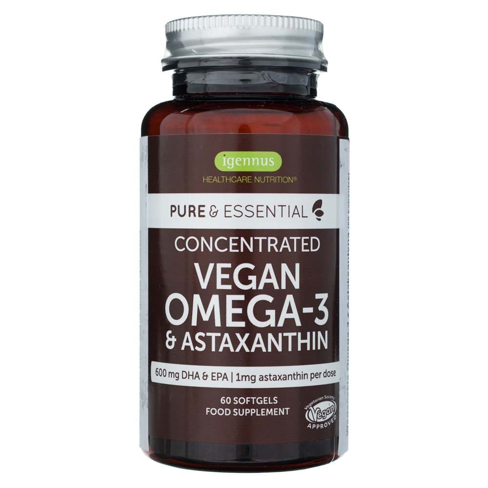 Igennus Super Concentrated Vegan Omega-3 & Astaxanthin - 60 Capsules