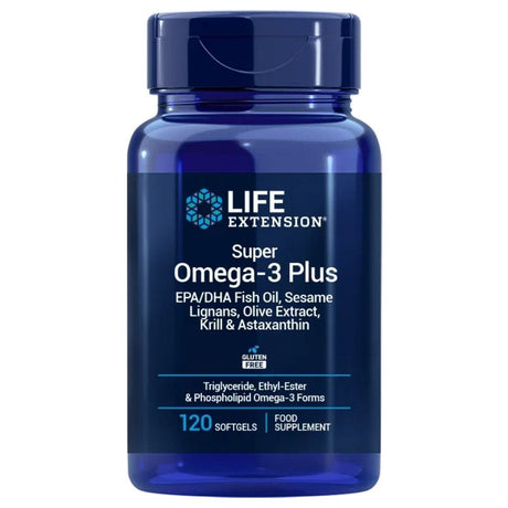 Life Extension Super Omega-3 Plus EPA/DHA, Sesame Lignans, Olive, Krill & Astaxanthin EU - 120 Softgels