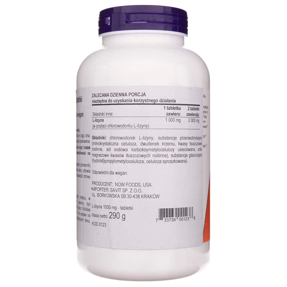 Now Foods L-Lysine 1000 mg - 250 Tablets