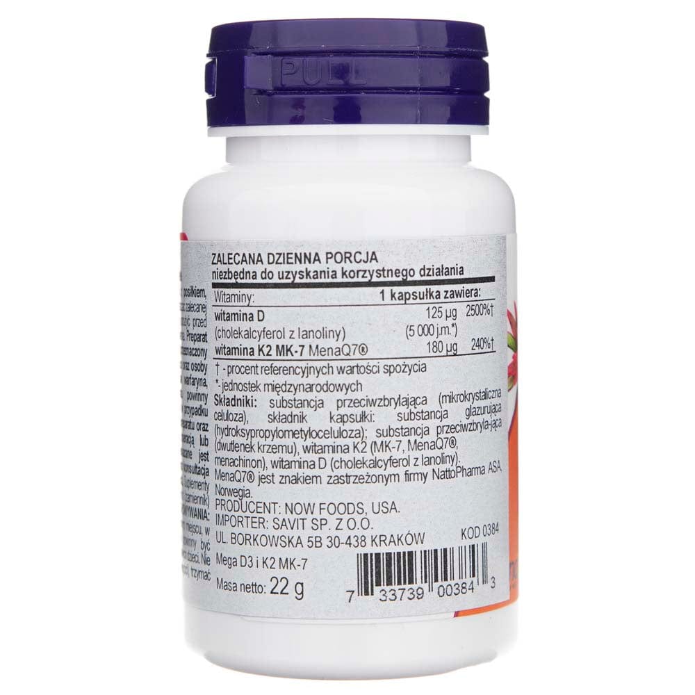 Now Foods Mega D-3 & MK-7 - 60 Veg Capsules