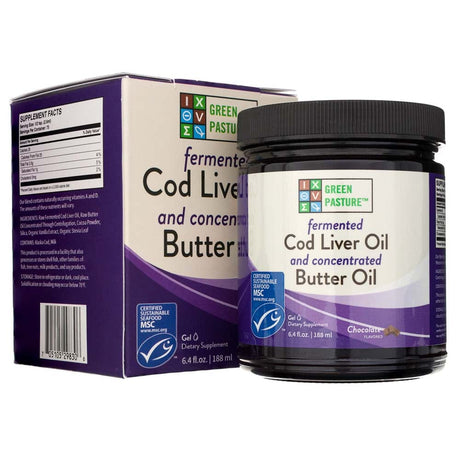 Green Pasture Fermented Cod Liver Oil And Concentrated Butter Oil Blend, Chocolate, Gel - 188 ml